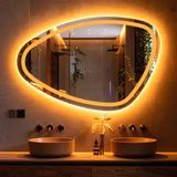 Speci Led'li Lazer Kumlamalı Lavabo & Banyo Aynası (Dokunmatik Sensörlü) amber led 80 x 50