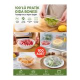 Special Action 100 Adet Streç Gıda Bonesi Tencere Tabak Saklama Kapağı Esnek Buzdolabı Poşeti Koruyucu Streç