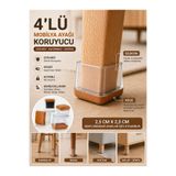 Special Action 4 Adet Silikon Keçeli Ayak Koruyucu 2.5 cm Sandalye Masa Koltuk İçin Kaydırmaz Çizilmez