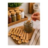 Special Action 5 Adet Mini Bambu Baharat Tuz Şeker Kaşığı Ahşap Ölçü Ve Servis Kaşığı Kahve Kaşığı