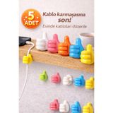 Special Action 5 ADET Mini Başparmak Kablo Tutucu Yapışkanlı Duvar Masa Kablo Düzenleyici Şarj Sabitleyici