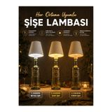 Special Action Şarjlı Dokunmatik Şişe Abajur 3 Kademeli Işık Ayarlı Yağdanlığa Takılabilir Kablosuz LED Masa Lamba