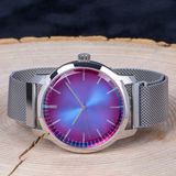 Spectrum Watch Renkli Cam Hasır Örgü Kordon Mıknatıslı Erkek Saati ST-303788 - Gümüş