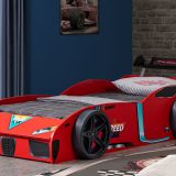 Speed Sandıklı Rüzgarlıklı Arabalı Yatak, Kırmızı, 90X200