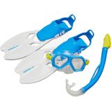 Speedo Mavi Dual Lenses & Fins Çocuk Maske Palet Ve Şnorkel Set, Konforlu Kullanım İçin Tasarlandı - 27 - 31