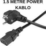 Speeduf 1.5 Metre Power Kablosu ⚡ Bilgisayar Monitör Yazıcı Güç Kablosu C13 Kettle Tip