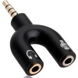 Speeduf 4456 Kulaklık Mikrofon Ayırıcı Çoklayıcı 3.5mm Splitter Switch Stereo Dönüştürücü - Siyah