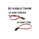 SpeedUF 5.5x2.1 mm DC Adaptör Kablosu Takımı 10’lu Set (10 Erkek + 10 Dişi), 12V LED & Kamera Uyumlu
