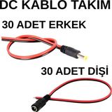 Speeduf 5.5x2.1 mm Dc Güç Adaptör Kablosu Takımı 30’lu Set (30 Erkek + 30 Dişi) 12V LED Kamera Uyumlu