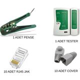 Speeduf Kablo Sıkma Pensesi + Network Tester + 10 Adet Cat6 RJ45 Jack + 10 Adet RJ45 Cover Seti