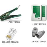 Speeduf Kablo Sıkma Pensesi + Network Tester + 100 Adet Cat6 RJ45 Jack + 100 Adet RJ45 Cover Seti