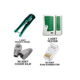SpeedUF Kablo Sıkma Pensesi + Network Tester + 50x Cat6 RJ45 Jack + 50x RJ45 Cover Seti