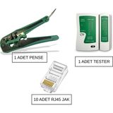 Speeduf Profesyonel Kablo Sıkma Pensesi + Network Tester + 10 Adet Cat6 RJ45 Jack Seti