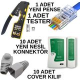 Speeduf Set: Ez RJ45 Pense + Tester + 10'lu Gri Cat6 Jack + 10'lu Gri Kılıf + Bıçak Hediyeli 🚀