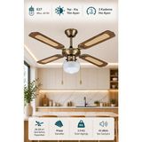 Speentech Baleno 4 Kanatlı Ahşap Tavan Vantilatörü 20-25 m² Alanlar İçin Sessiz Çalışma ve LED Aydınlatma - Kahverengi