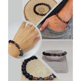 Spektrolit & Oniks Taşı 8mm Unisex Tasarım Bileklik Hawaii Model (3200)