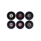SPELT 6 Adet Vinil Plak Görünümlü Retro Tasarım Konsept Kaydırmaz Bardak Altlığı 10,5 cm