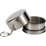 Spelt Katlanır Paslanmaz Çelik 150 ml Mini Bardak Taşınabilir Kapaklı Kamp Seyahat Outdoor Anahtarlık - Gümüş - 6,5 cm x 3 cm