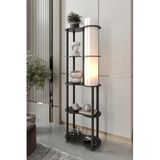 SPERENZA Lambader Ceviz – Doğal Ahşap Görünümlü Modern Gövde, 145 cm Yükseklik, Geniş Tabanlı Tasarım (24x48 cm), E27 Duy Tipi Uyumlu, LED Ampul ile Kullanılabilir, Göz Yormayan Işık (Black)