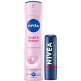 Spf30 Güneş Koruyucu Nemlendirici Kırmızı Renkli Dudak Kremi Ve Sprey Deodorant Pearl&beauty 150ml
