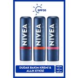 SPF30 Nemlendirici Dudak Bakım Kremi 4.8gr, Mercan, Rose, Kırmızı Renkli, Dudak Yanak, Allık Etkisi