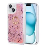 Spia Apple iPhone 15 ile Uyumlu Kılıf Pembe Liss Sulu Simli Silikon Kapak Orijinal (Apple iPhone 15 ile Uyumlu, Pembe)