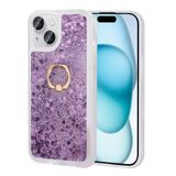 Spia Apple iPhone 15 Plus ile Uyumlu Kılıf Mor Liss Sulu Simli Silikon Kapak Orijinal (Apple iPhone 15 Plus ile Uyumlu, Mor)