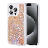Spia Apple iPhone 15 Pro ile Uyumlu Kılıf Gold Liss Sulu Simli Silikon Kapak Orijinal (Apple iPhone 15 Pro ile Uyumlu, Gold)