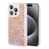 Spia Apple iPhone 15 Pro Max ile Uyumlu Kılıf Gold Liss Sulu Simli Silikon Kapak Orijinal (Apple iPhone 15 Pro Max ile Uyumlu, Gold)