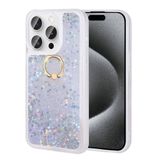 Spia Apple iPhone 15 Pro Max ile Uyumlu Kılıf Gümüş Liss Sulu Simli Silikon Kapak Orijinal (Apple iPhone 15 Pro Max ile Uyumlu, Gümüş)