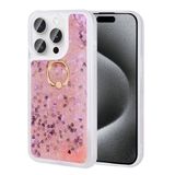 Spia Apple iPhone 15 Pro Max ile Uyumlu Kılıf Pembe Liss Sulu Simli Silikon Kapak Orijinal (Apple iPhone 15 Pro Max ile Uyumlu, Pembe)