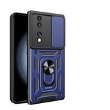 Spia Honor 70 ile Uyumlu Kılıf Sürgülü Mavi Panther Yüzüklü Silikon Orijinal (Honor 70 ile Uyumlu, Sürgülü Mavi)