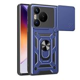 Spia Huawei Pura 70 5G ile Uyumlu Kılıf Sürgülü Mavi Panther Yüzüklü Silikon Orijinal (Huawei Pura 70 5G ile Uyumlu, Sürgülü Mavi)