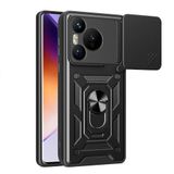 Spia Huawei Pura 70 5G ile Uyumlu Kılıf Sürgülü Siyah Panther Yüzüklü Silikon Orijinal (Huawei Pura 70 5G ile Uyumlu, Sürgülü Siyah)