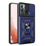 Spia İnfinix Hot 12i ile Uyumlu Kılıf Sürgülü Mavi Panther Yüzüklü Silikon Orijinal (İnfinix Hot 12i ile Uyumlu, Sürgülü Mavi)
