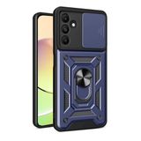 Spia Samsung Galaxy A15 ile Uyumlu Kılıf Sürgülü Mavi Panther Yüzüklü Silikon Orijinal (Samsung Galaxy A15 ile Uyumlu, Sürgülü Mavi)