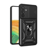 Spia Samsung Galaxy A34 ile Uyumlu Kılıf Sürgülü Siyah Panther Yüzüklü Silikon Orijinal (Samsung Galaxy A34 ile Uyumlu, Sürgülü Siyah)