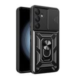 Spia Samsung Galaxy A55 ile Uyumlu Kılıf Sürgülü Siyah Panther Yüzüklü Silikon Orijinal (Samsung Galaxy A55 ile Uyumlu, Sürgülü Siyah)