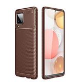 Spia Samsung Galaxy M12 ile uyumlu Kılıf Kahverengi Karbon Silikon Orijinal Esnek İnce Geliştirilmiş Dayanıklı Darbe Karşıtı Koruyucu Yeni Nesil Tasarım (Samsung Galaxy M12, Kahverengi)