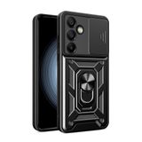 Spia Samsung Galaxy S24 FE ile Uyumlu Kılıf Sürgülü Siyah Panther Yüzüklü Silikon Orijinal (Samsung Galaxy S24 FE ile Uyumlu, Sürgülü Siyah)