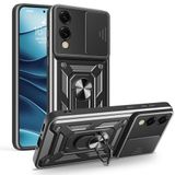 Spia Samsung Galaxy S25 Edge ile Uyumlu Kılıf Sürgülü Siyah Panther Yüzüklü Silikon Orijinal (Samsung Galaxy S25 Edge ile Uyumlu, Sürgülü Siyah)
