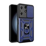 Spia Tecno Spark 10 Pro ile Uyumlu Kılıf Sürgülü Mavi Panther Yüzüklü Silikon Orijinal (Tecno Spark 10 Pro ile Uyumlu, Sürgülü Mavi)