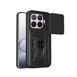 Spia Xiaomi 17T ile Uyumlu Kılıf Sürgülü Siyah Panther Yüzüklü Silikon Orijinal (Xiaomi 17T ile Uyumlu, Sürgülü Siyah)
