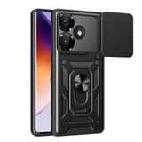 Spia Xiaomi Poco F6 ile Uyumlu Kılıf Sürgülü Siyah Panther Yüzüklü Silikon Orijinal (Xiaomi Poco F6 ile Uyumlu, Sürgülü Siyah)