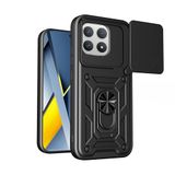 Spia Xiaomi Poco F8 Pro ile Uyumlu Kılıf Sürgülü Siyah Panther Yüzüklü Silikon Orijinal (Xiaomi Poco F8 Pro ile Uyumlu, Sürgülü Siyah)