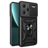 Spia Xiaomi Redmi Note 13 Pro Plus 5G ile Uyumlu Kılıf Sürgülü Siyah Panther Yüzüklü Silikon Orijinal (Xiaomi Redmi Note 13 Pro Plus 5G ile Uyumlu, Sürgülü Siyah)
