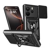 Spia Xiaomi Redmi Note 14 4G ile Uyumlu Kılıf Sürgülü Siyah Panther Yüzüklü Silikon Orijinal (Xiaomi Redmi Note 14 4G ile Uyumlu, Sürgülü Siyah)