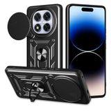 Spia Xiaomi Redmi Note 14 Pro Plus ile Uyumlu Kılıf Sürgülü Siyah Panther Yüzüklü Silikon Orijinal (Xiaomi Redmi Note 14 Pro Plus ile Uyumlu, Sürgülü Siyah)