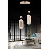 Spica Model 2'li Gold 3 Renk Modu Ledli Kristal Taşlı Modern Salon Mutfak Oturma Odası LED Avize - Altın