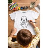 Spider Man Tişört Boyama Seti – Çocuk Full Set Fırçalı, Kreatif Elbise Tasarım Oyunu, 3+ Yaş - Beyaz